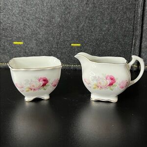 Vintage Schumann Arzberg Germany Antique Rose Creamer & Open Sugar‎ Bowl